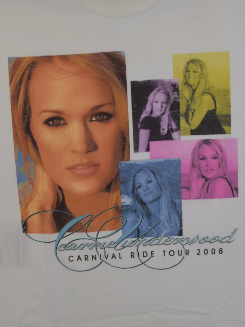 Carrie Underwood Carnival Ride Tour 2008 White Graphic Print Short Sleeve Tshirt
